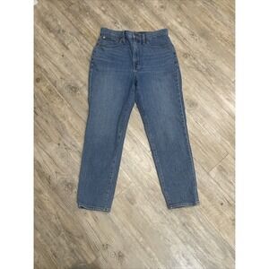 Madewell Sz 26 The Mom Jean High Rise Retro Faded Look Distressed Tapered 90s